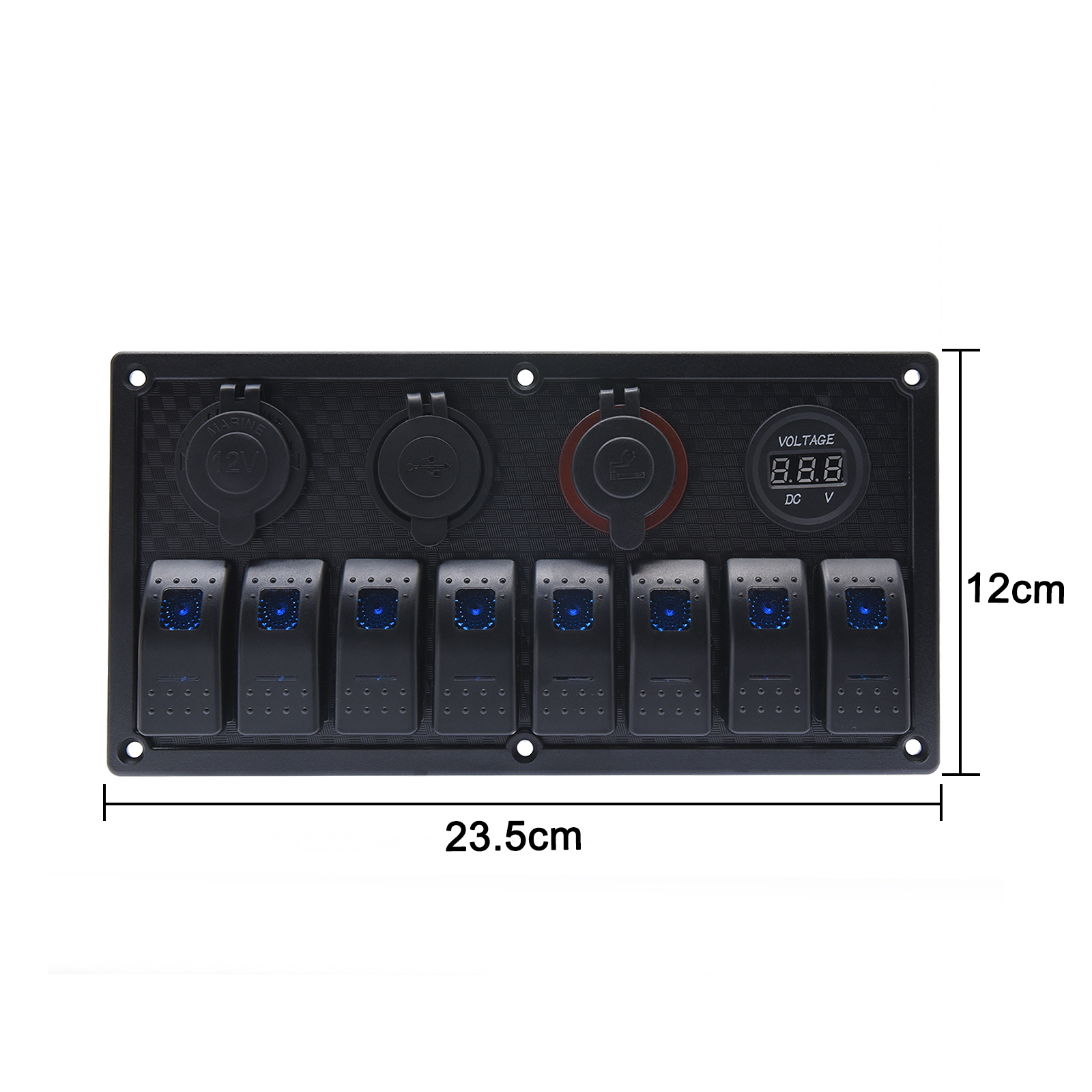 Waterproof Panel Dual USB Socket Car Charger LED Voltmeter Power Outlet Switch Truck Trailer Camper Motorhome Marine Boat