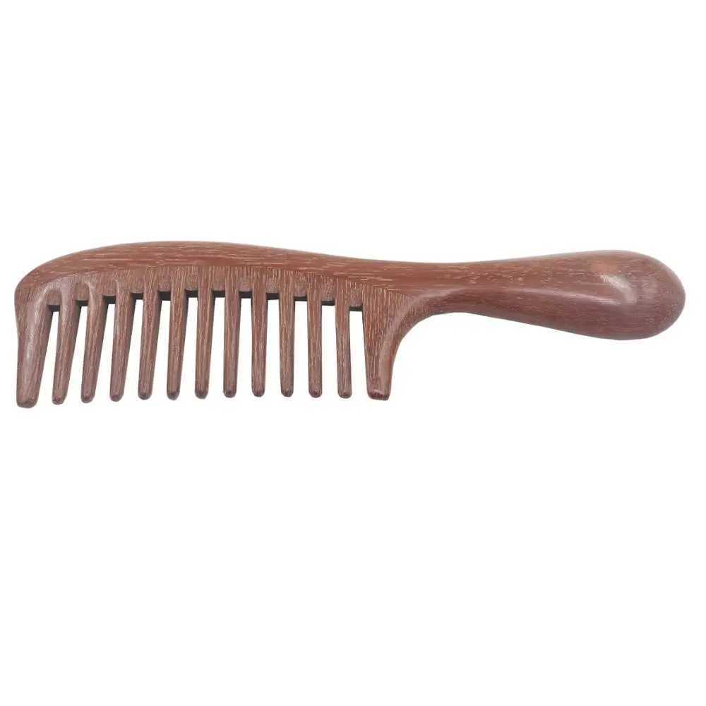 Green Sandalwood Wide Toothed Comb - Anti static Comb Red Sandalwood Wide Toothed and Fine Toothed Comb W241112
