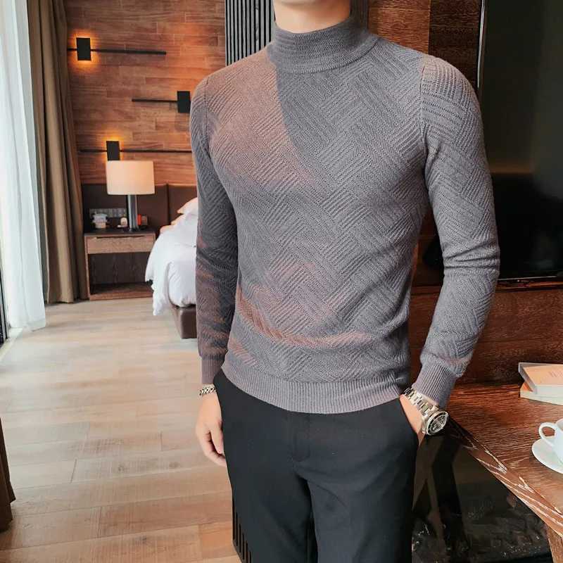 2023 New Mens Turtle Neck Sweater and Pullover Knitted Sweater Winter Mens Pullover Wool Casual Solid Clothing W2411111