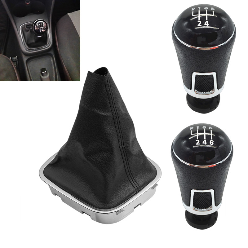 5/6 Speed Car Gear Stick Shift Knob Leather Gaiter Boot Cover For VW POLO 6C (2011-2019) Manual Lever Pen Handle Ball 13962