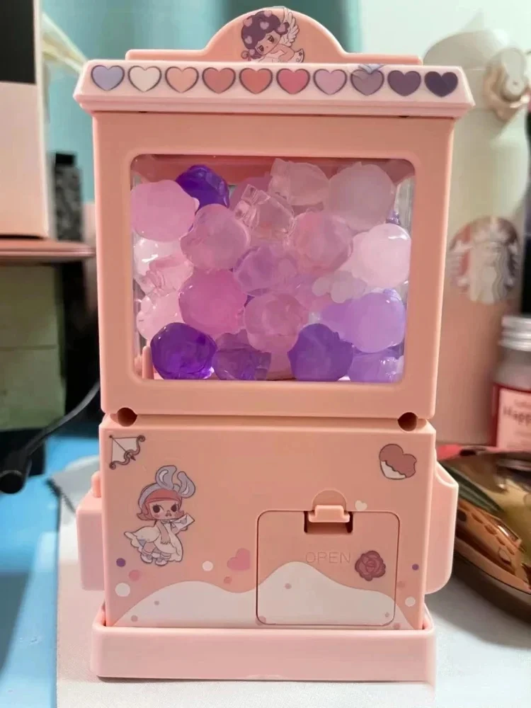 Pink Machine Figure Capsule Machine GASHAPON Party Game Toy with Card Molly Dimoo Figure Gift Party