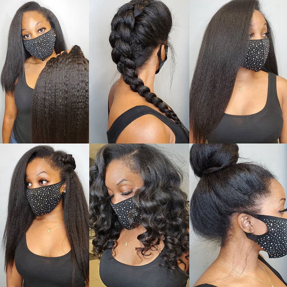 32 Inch Kinky Straight Human Hair Bundles Peruvian Raw Hair Weave 1/3/4 Bundles Deal Natural Yaki Straight Bundles Human Hair 5e775