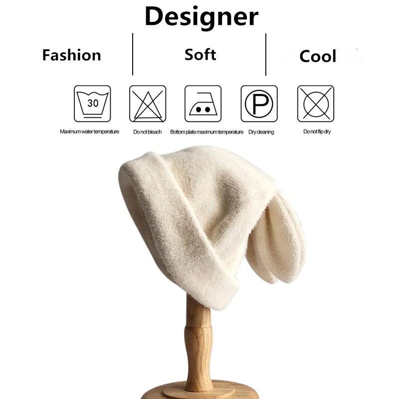 Unisex Rabbit Ears Cute Beanies Autumn Winter Warm Hip Hop Cap Beanie Hat Caps for Women Men