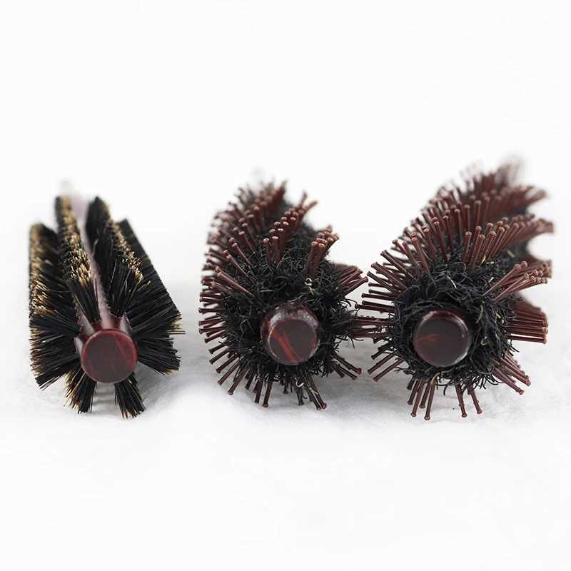 PCE Natural Solid Wood Curling Brush Natural Mane Curling Brush Cylindrical Curling Brush Styling Tool Hair Comb W241112