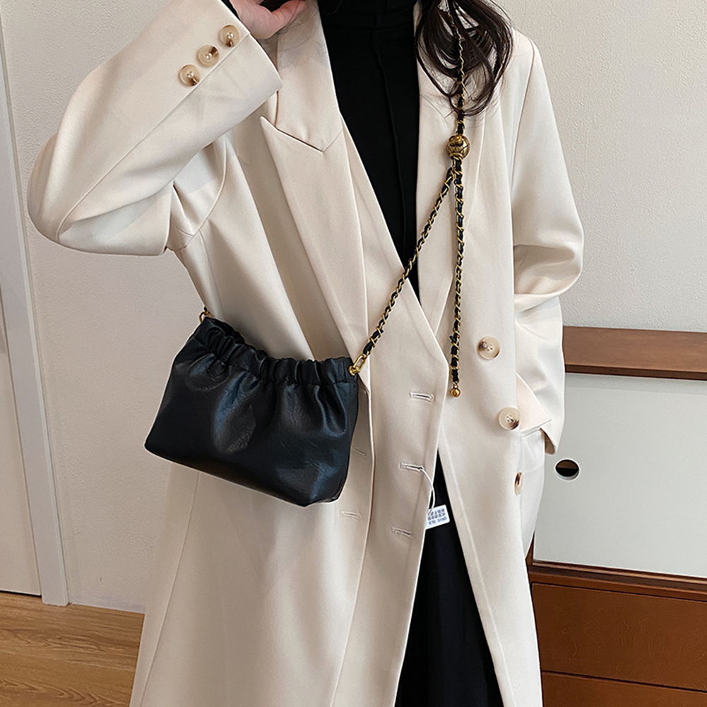 Women Chain Shoulder Bag Versatile Crossbody Tote Bag Casual Pleatd Hobo Bag Satchel Sling Bag Girl Stylish Purse