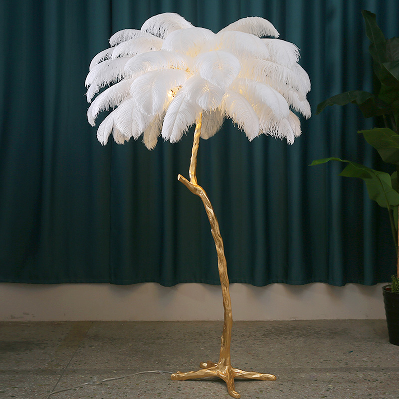 Nordic Ostrich Feather Floor Lamp Living Room Sofa Background Wall Floor Standing Lamp Home Decor Bedroom Bedside Table Lighting