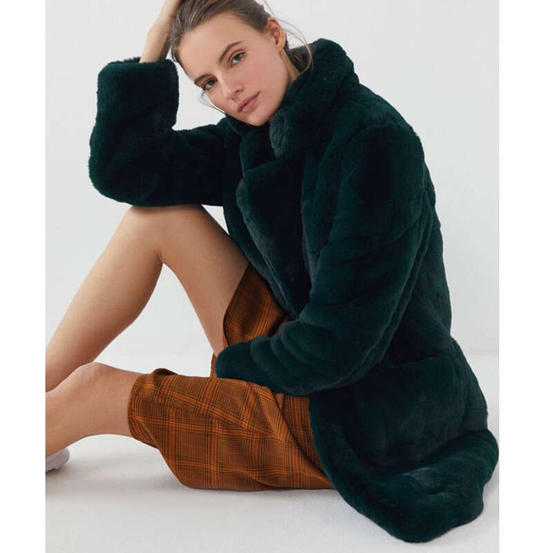 shanshi fur coat women Newly launched women's mid to long faux fur jacket loose plush soft lambskin warm jacket