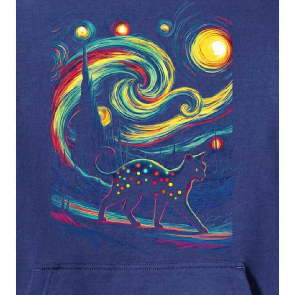 Hoodie for Mens Womens Cat Lover Gogh Starry Cat Mom Dad Gift Graphic Tee Pullover Hoodie Graphic Hoodies sweatshirt
