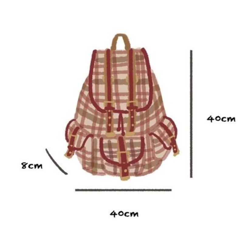 Korea Fashion Retro Red Plaid Cute Coarse Fleece Womens Bag Autumn Winter Christmas Year Y2k Large Capacity Drawstring School Bag 241111