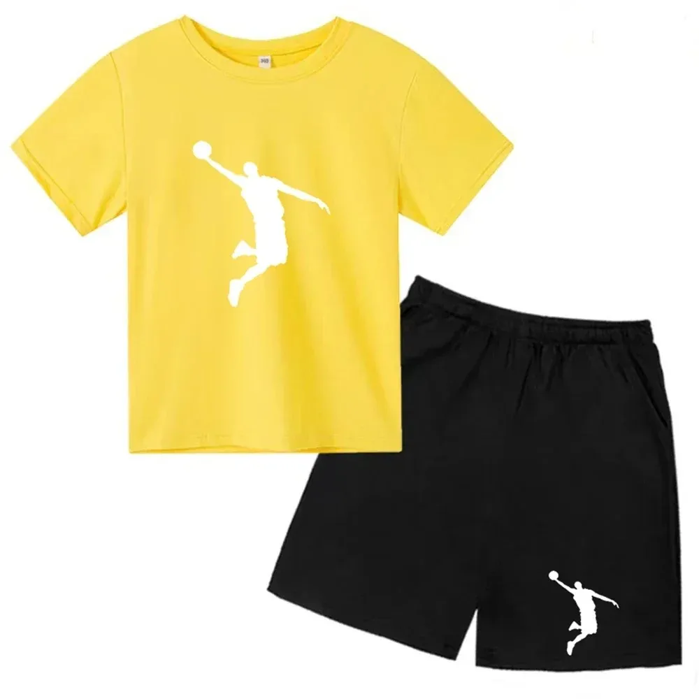 Boys Girls Children's T-shirt Set Summer Kids Tshirts +Shorts Sports Short Sleeve Casual Wear 4-14 Year Old Children's Clothing