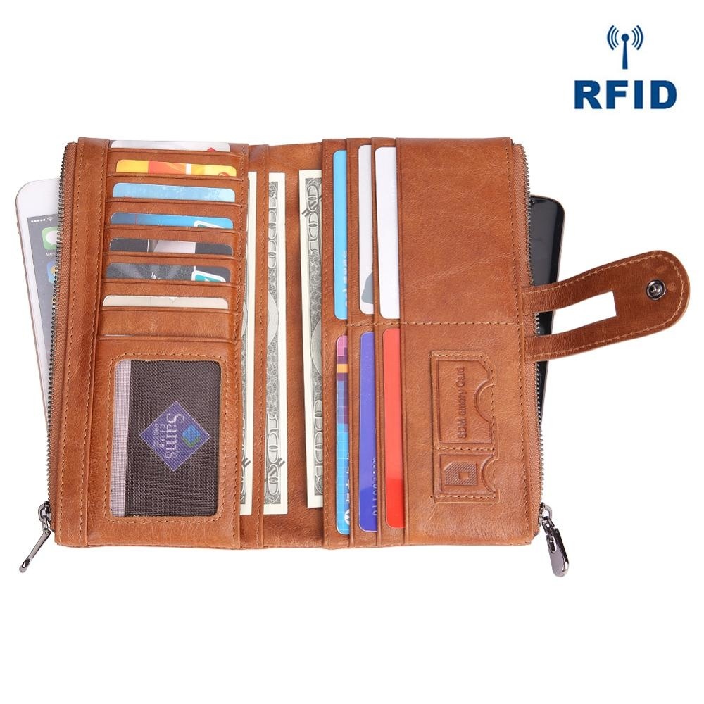 Sale Wallet Hot Genuine Leather Men Rfid s Male Card Holder Zipper Long Clutch Coin Purse New Design Unisex cb720