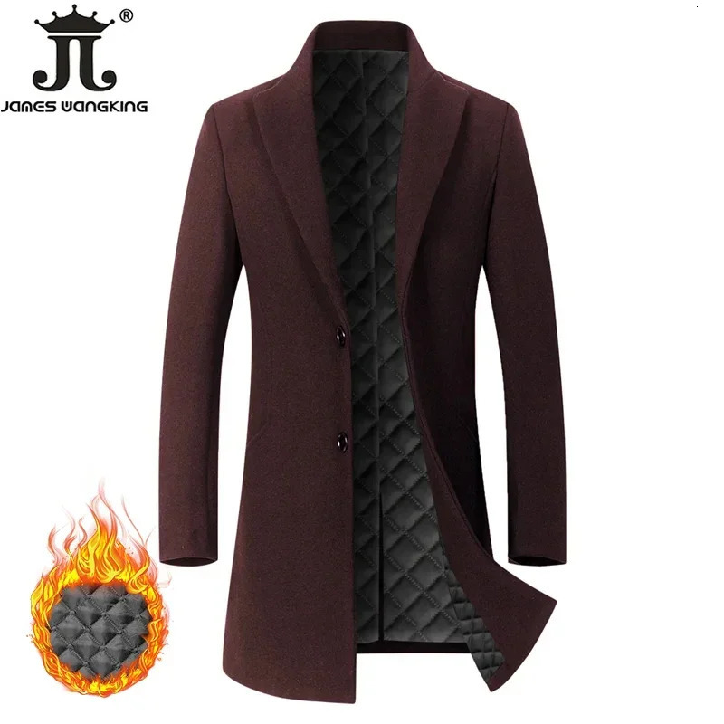 Autumn/Winter High end Fashion Boutique Warm Mens Solid Color Leisure Business Wool Coat Windproof Machine 241112