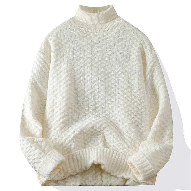 Autumn and Winter Turtle Neck Sweater Mens Thick Bottom Warm Knitted Mens High Fashion Brand Twisted Flower Mens Zipper Comfortable W2411111