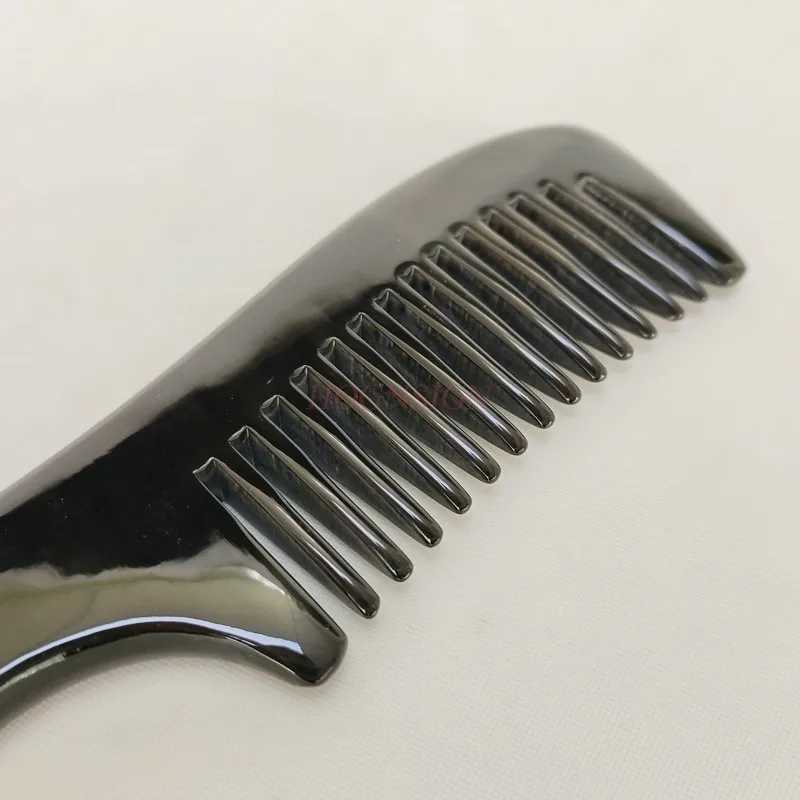 Natural buffalo horn wide comb bead professional massage anti itch curling comb large wide tooth comb natural black W241112