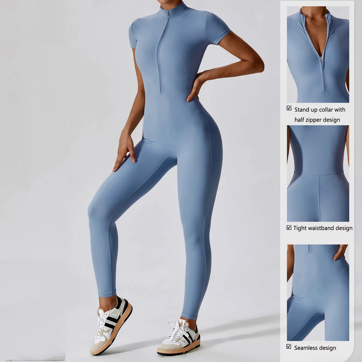 Winter and autumn womens one-piece yoga jumpsuit long sleeved warm ski jacket high elasticity bicycle bodysuit 241112