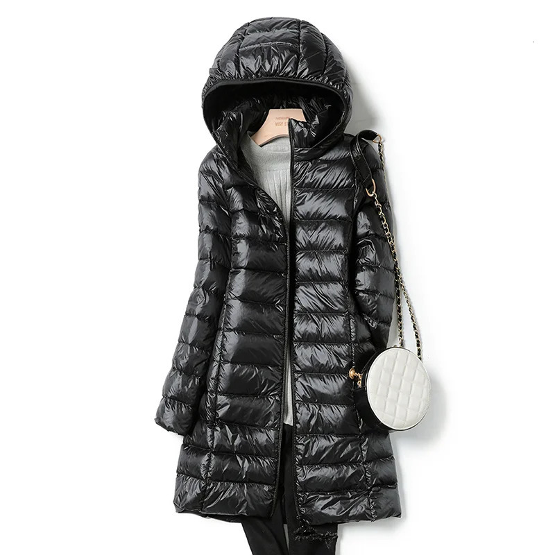 winter womens down jacket Changbai duck down jacket ultra-thin casual inflatable ultra-thin detachable hooded jacket womens 241112