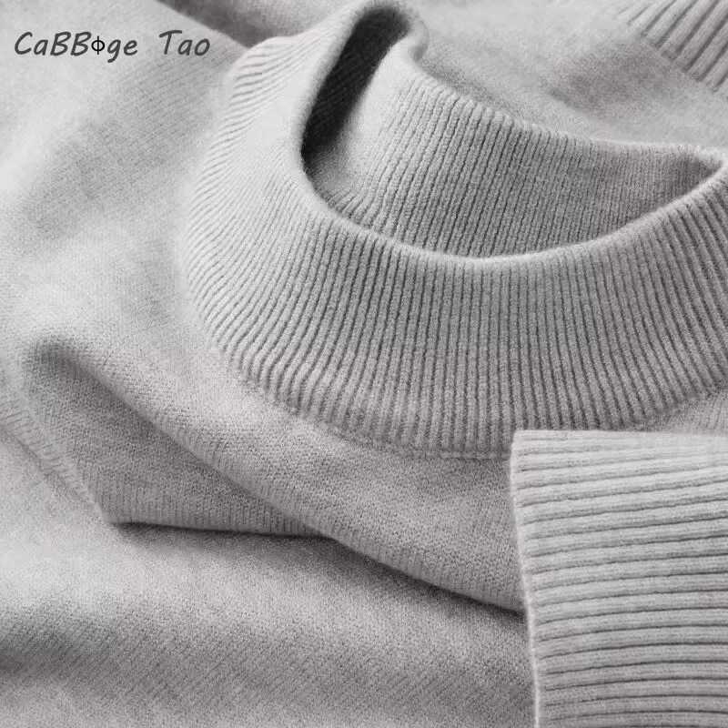 Autumn new mens casual plain turtle neck sweater with long sleeves warm and floral basic lightweight streetwear knitted jacket top W2411111