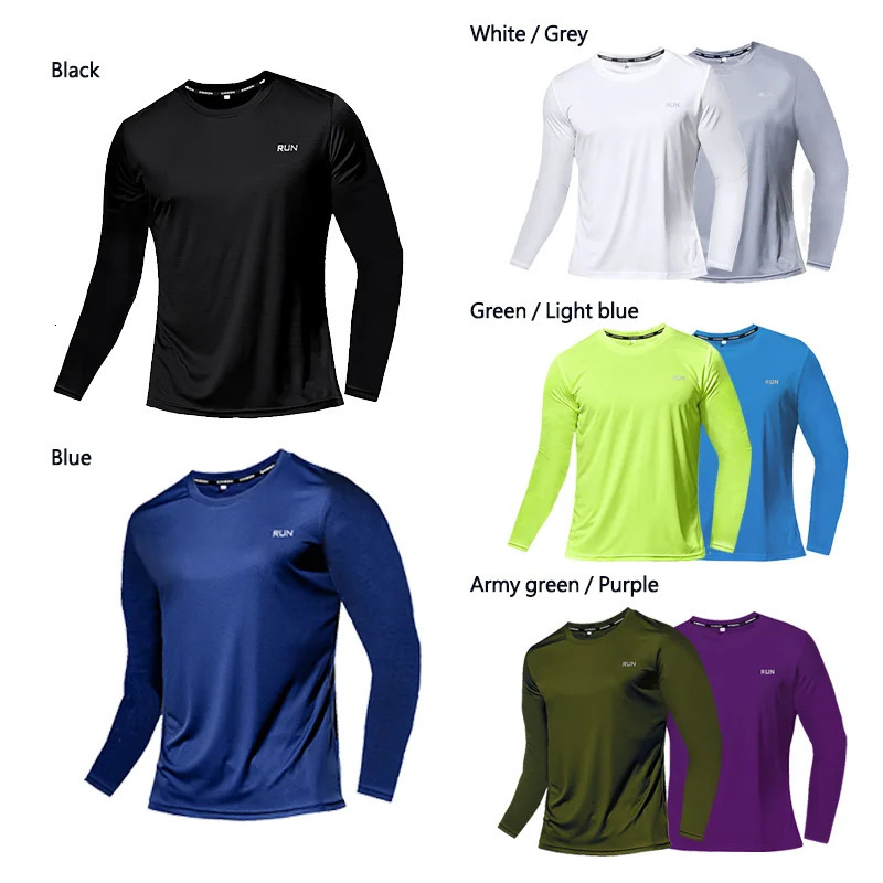 Men Long Sleeve Sport T-shirt Quick Dry Running Shirt Breathable Anti-sweat Top Gym T Shirt Men Fitness Gym Clothing Men 241112