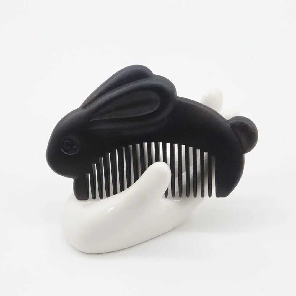 Bird Comb Bunny Travel Hairdressing Diffuser Female Wood Massage Black Wood Rabbit Design Miss W241112