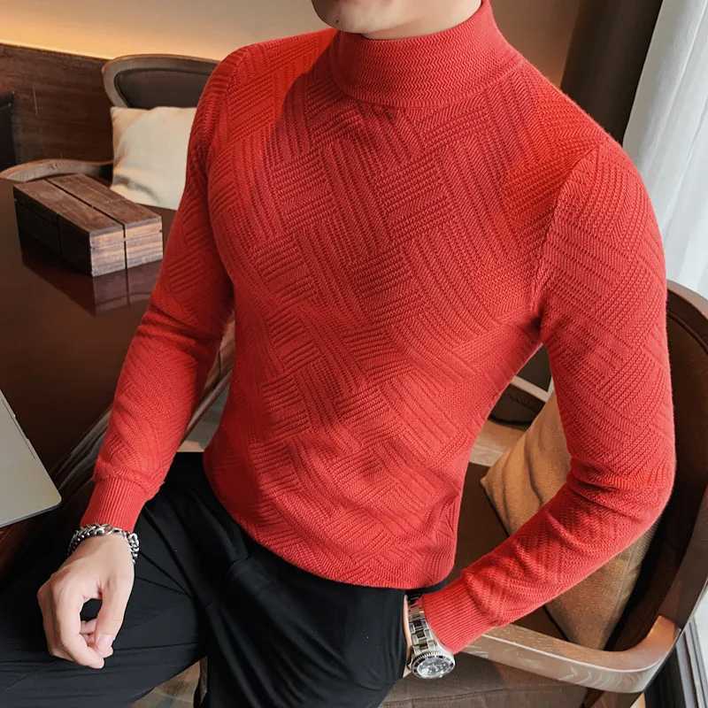 2023 New Mens Turtle Neck Sweater and Pullover Knitted Sweater Winter Mens Pullover Wool Casual Solid Clothing W2411111