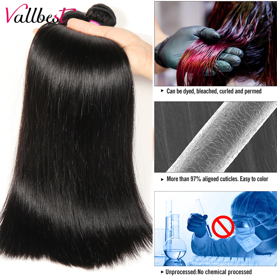 Vallbest Straight Human Hair Bundles Peruvian Hair Bundles Straight Human Hair Extensions 1/3/4 Pcs Straight Bundles Human Hair 409b3