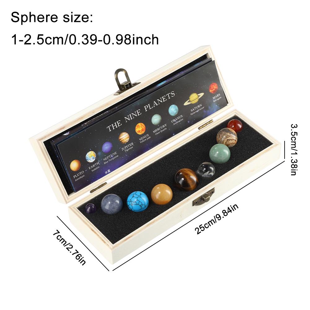 Creative Natural Crystal 8/9 Planet Ball Solar System Round Original Stone Popular Science Ornament Sphere Galaxy Model Gift Box