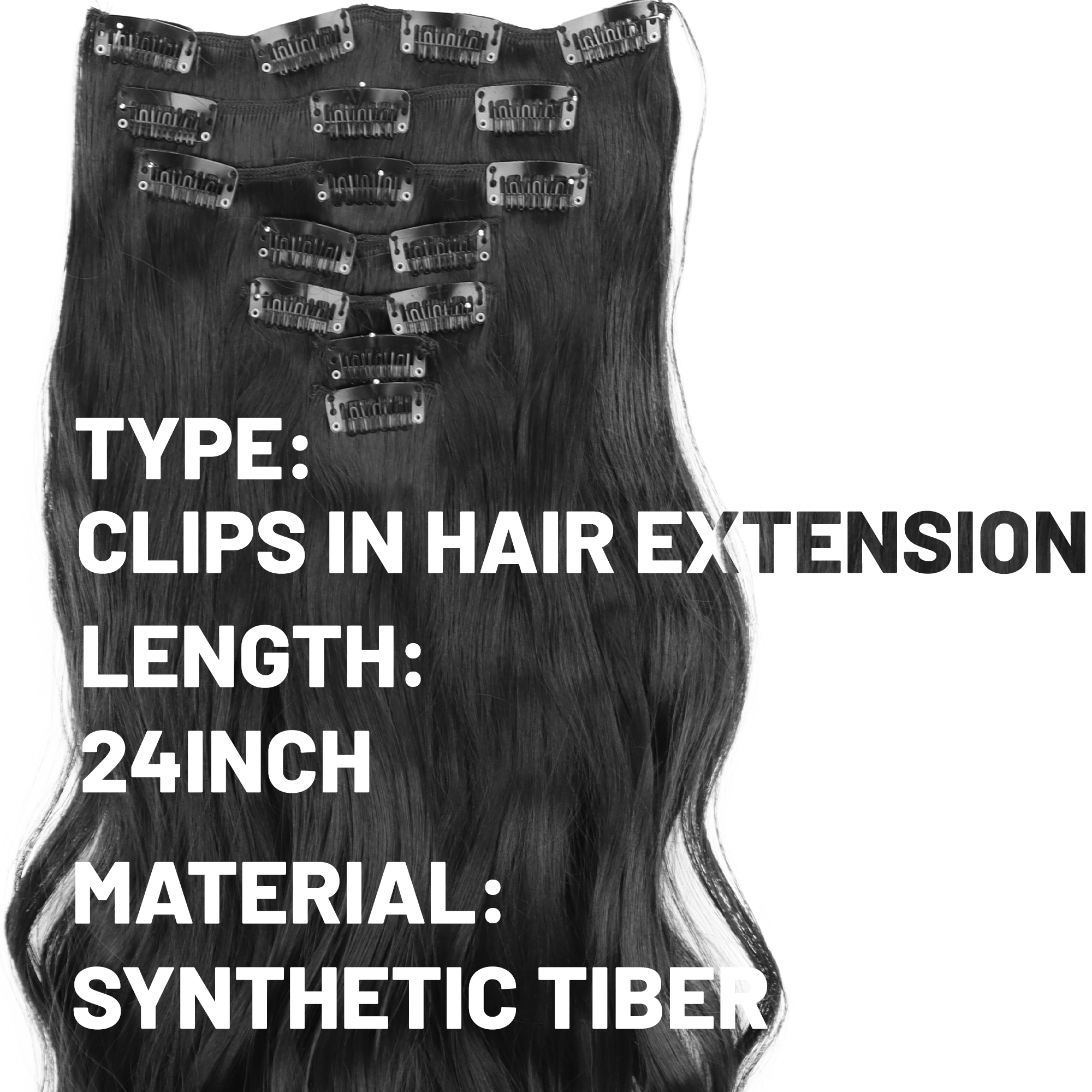 XINRAN Black Hair Extensions,Hair Extensions Clip in Long Straight Synthetic Hair Extensions Full Head For Women Black Brown 3c85e