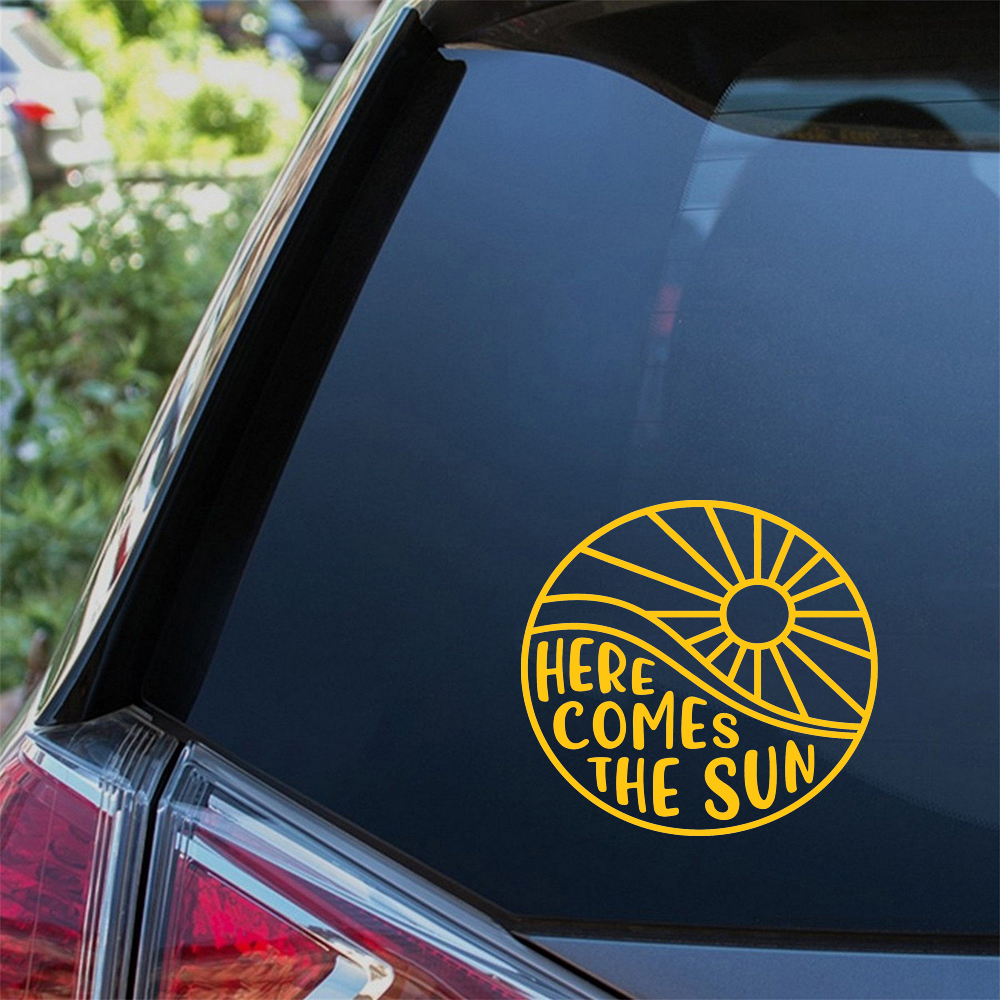 Here Comes The Sun Car Styling Stickers Camper Motohome Decor Vinyl Traval Decals Windows Bumper Decoration