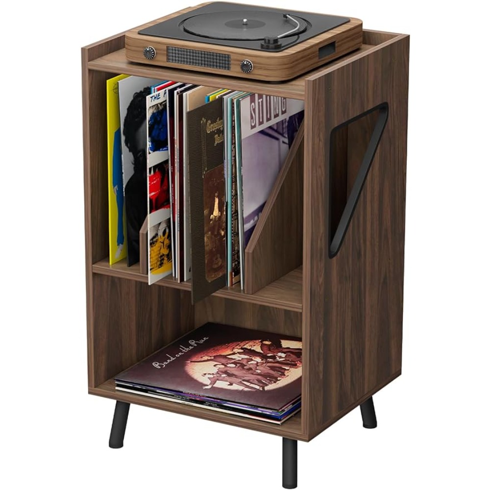 JACENHONE Side Table Beside Desk File Rack End Table Record Shelf Farmhouse Magazine Bookshelf for Living Room Bedroom Office