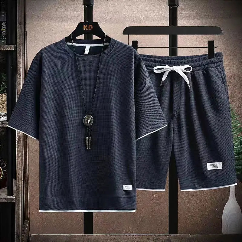 Shirtsshort summer fashion elastic waist Sportswear Mens Casual Sets Male Fashions shorts and shirt men size M-5XL TZ06 240412