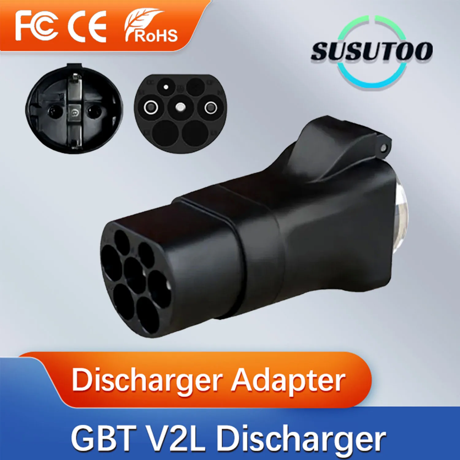 Not a TYPE2 carElectric Car Side Discharge Plug EV GBT 16A Charger adapter with EU Socket Outdoor Power Station needsupports V2L 23f01