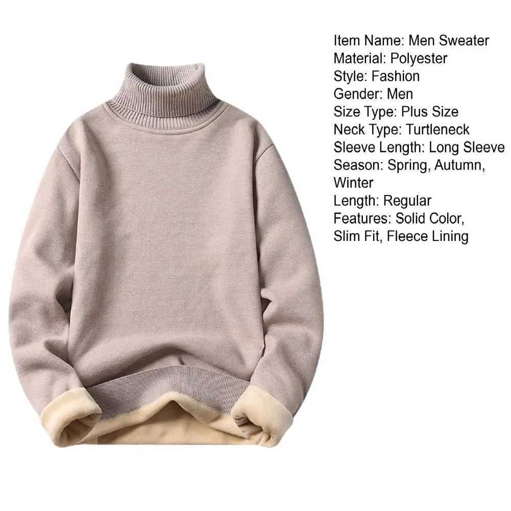 Turtleneck long sleeved wool lined lace decorated mens sweater autumn thick warm sweater jumping soft knitted clothing W2411111