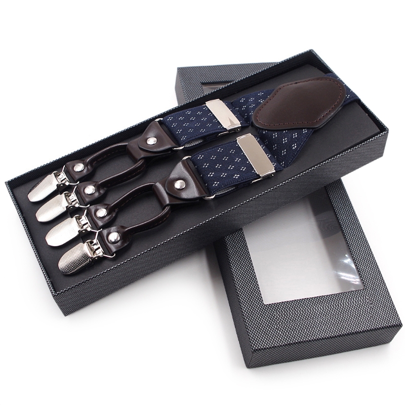 Men Jacquard Y-Shape Suspender Non-Slip 6 Clips Elastic Adjustable Pant Braces Dropship a48c1