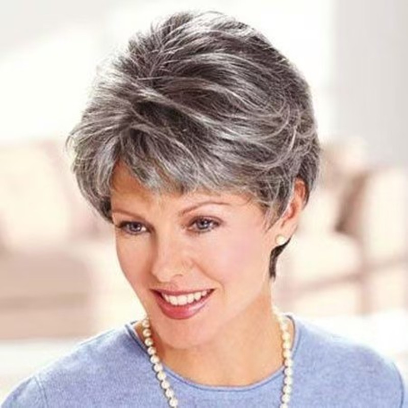 Highlighting salt and pepper cuticle aligned raw hair wig sterling silver grey human hair wigs hd lace closure custom pixie bob