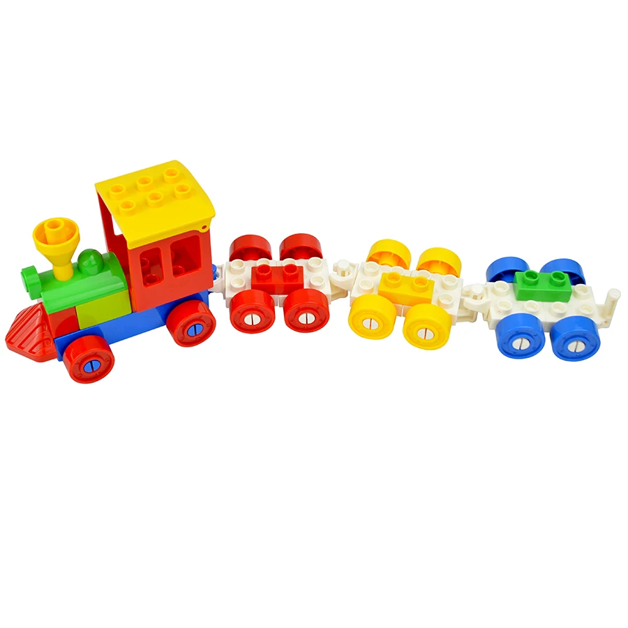 Big Size Railway Train Track Bricks Straight Curved Uphill Large Track Bridge Vehicle City Toy Building Brick Compatible Duploes