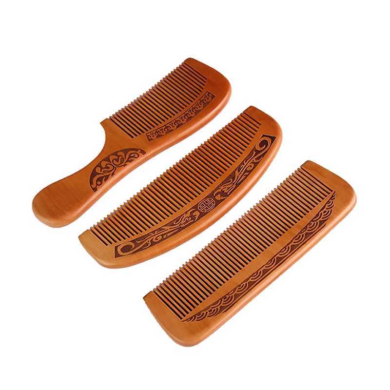 Natural peach wood hair comb closed teeth anti-static head massage hair care wooden tools styling accessories beauty products W241112