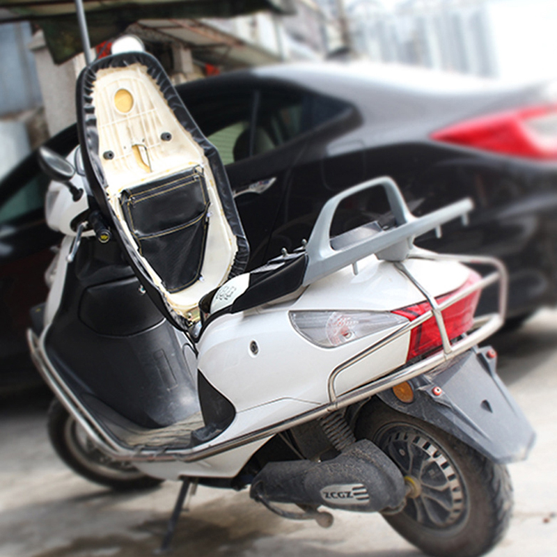 Motorcycle Scooter PU Leather Under Seat Storage Pouch Bag Dual Pockets Organizer