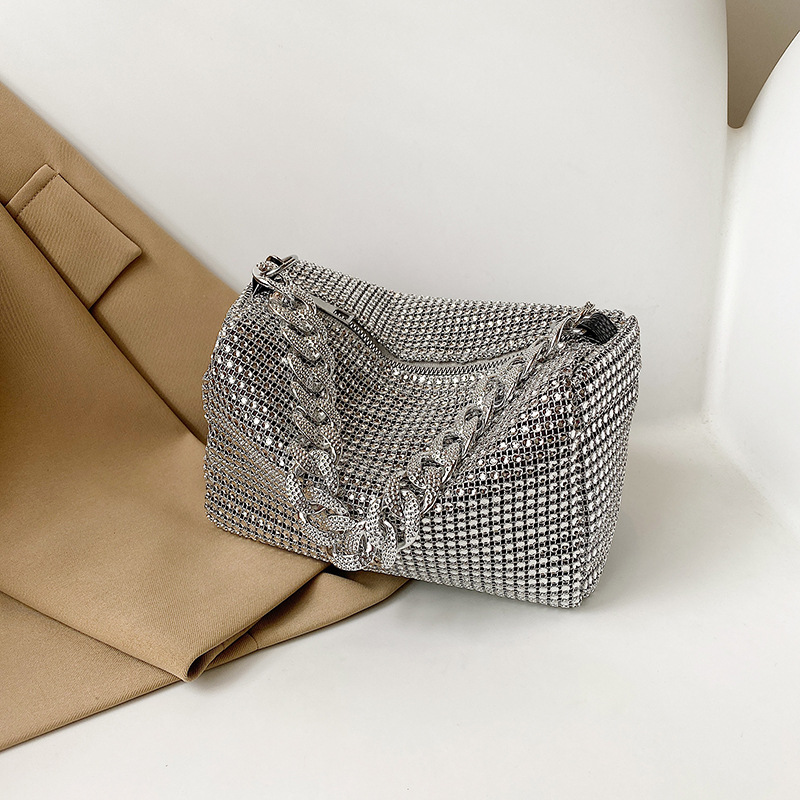 Luxury Designer Shiny Shoulder Bag Shining Evening Clutches Handbag Party Purses Gold Silver 2023 New Women's Bag