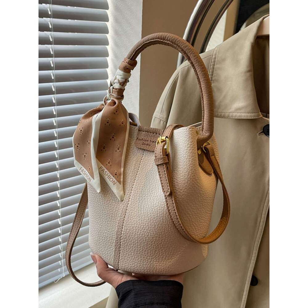 Silk Ribbon Design PU Leather Crossbody Bucket Bags For Women 2025 Spring Fashion Shoulder Bag Handbags And Purses Female