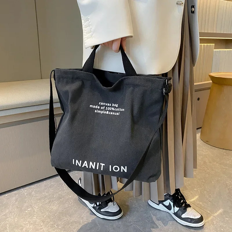 Womens casual canvas shoulder bag cross body fashion Korean student side backpack womens large handbag 241111