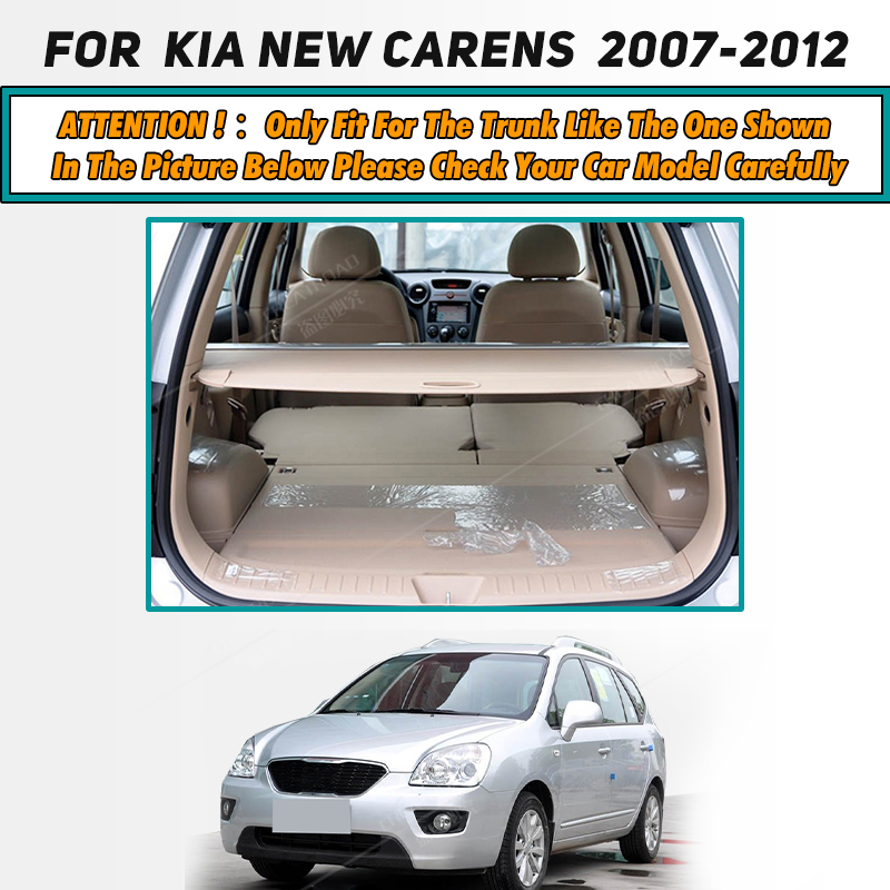 Auto Full Coverage Trunk Mat For Kia New Carens 5-Seat 2007-2012 16 15 Car Boot Cover Pad Cargo Interior Protector Accessories 874a3