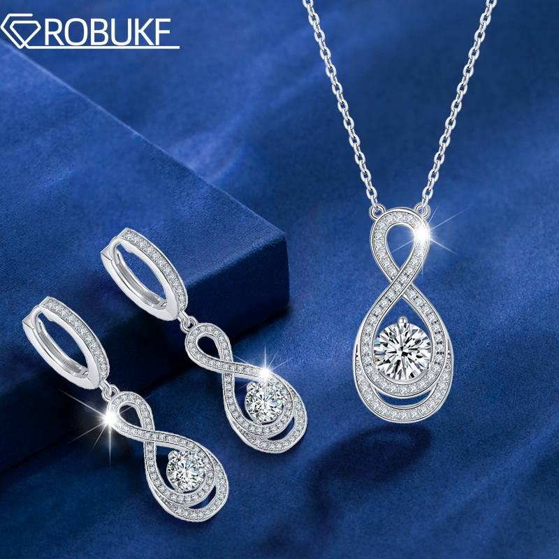 2cttw Real Moissanite Dia Jewelry Set 100% Sterling Sier Necklaces Earrings For Women Waterdrop Pendant Neck Chain GRA 290d7
