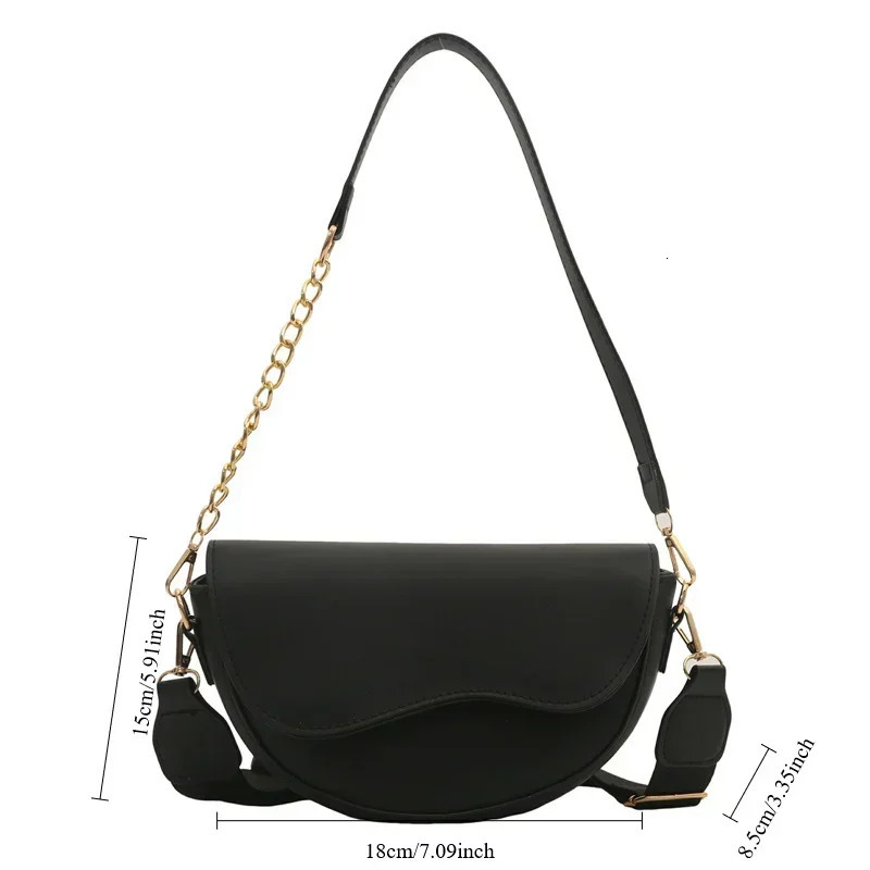 Small Leather Saddle Armpit Bags for Women Summer Chain Fashion Double Straps Shoulder PU Crossbody Festival Gift 241111