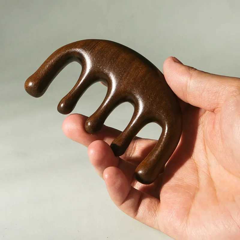 Wood therapy massage combing hair facial scalp melon sand massage natural facial sandalwood wide teeth melon sand scraping body massage W241112