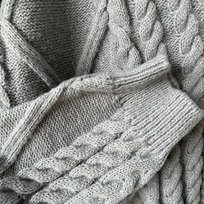 Warm Vneck Long Sleeve Knitted Cardigan Autumn Winter Solid Casual TTPD Sweater Coat 241108