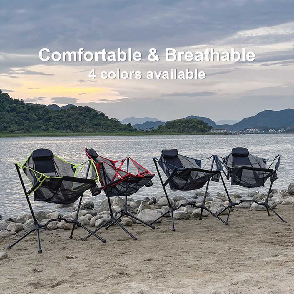 Portab Outdoor Cam Swinging Rocking Lightweight Durab Stab Folding Chair Breathable Mesh Seat Cool Summer ChairW241111