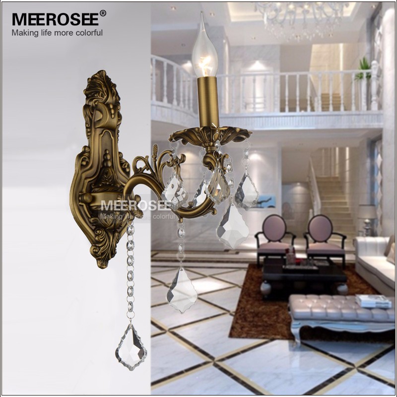 Modern Crystal Wall Light 1/2/3/ Arms Bronze Color Zinc Alloy Crystals Sconces Lamps Lustres Wall Brackets Home Lighting for Bedroom Living Room Dinin