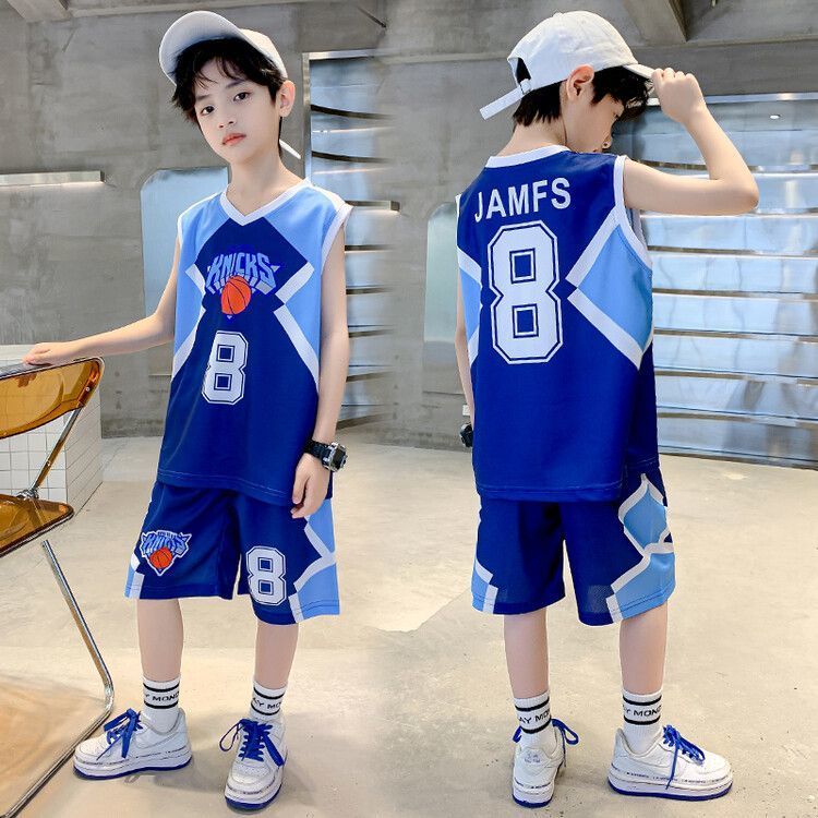 Kids Quick-drying New Boys Girls No.8 Basketball Summer Vest Jersey Children's Sports Short Sleeve Suit Tide