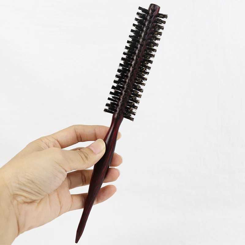 PCE Natural Solid Wood Curling Brush Natural Mane Curling Brush Cylindrical Curling Brush Styling Tool Hair Comb W241112