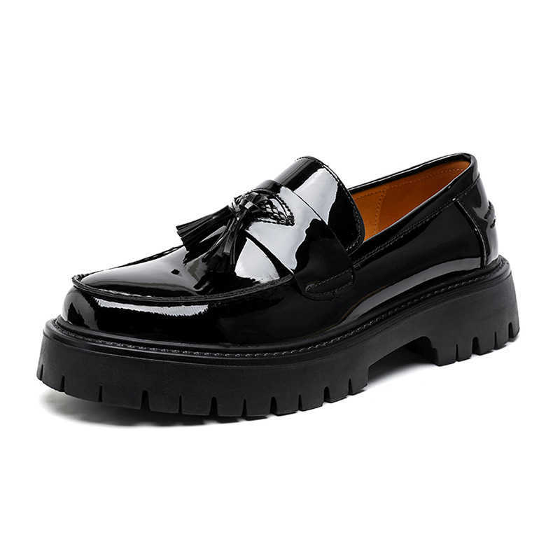 Men Dress Shoes British Small Leather Shoes For Men Thick Soled Casual Shoes Korean Style Tassel One Foot Off Formal Casual Height Hairstylist Mens Sh